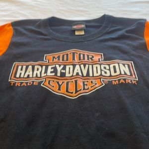 Harley Davidson XL Black/Orange Long Sleeve Super Clean!! Made In USA!!!!